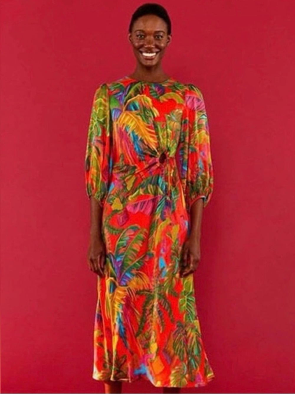 FARM Rio Red Tropical-Print Maxi Dress - Picture 1 of 6